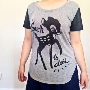 Disney Faux Leather Sleeve Tee